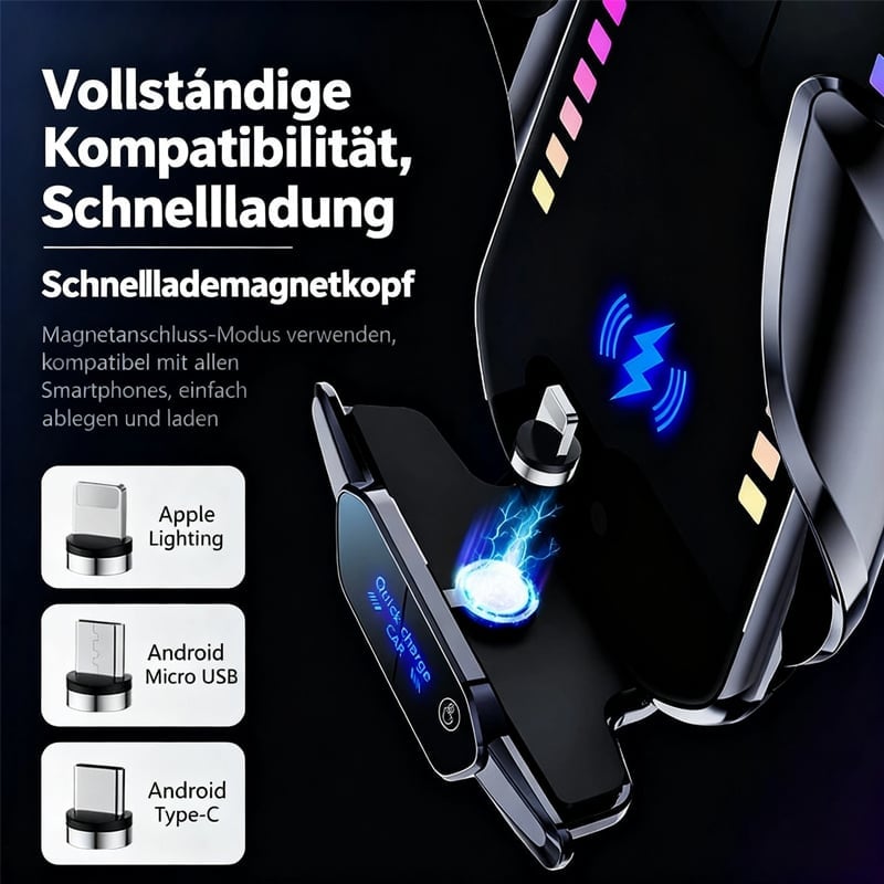 T28 Intelligente 15W Schnelllade-Autohalterung mit RGB-Ambient-Licht