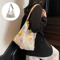 Lässige hohle Strick-Tragetasche – Gewebte Schultertasche mit großer Kapazität