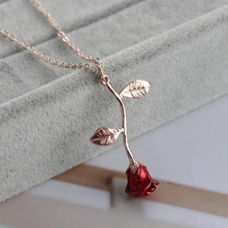 3D Rose Pendant Necklace
