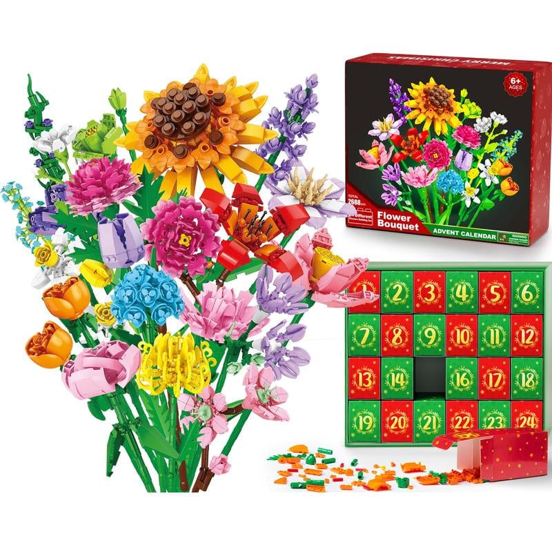 Blombukett byggklossar adventskalender set