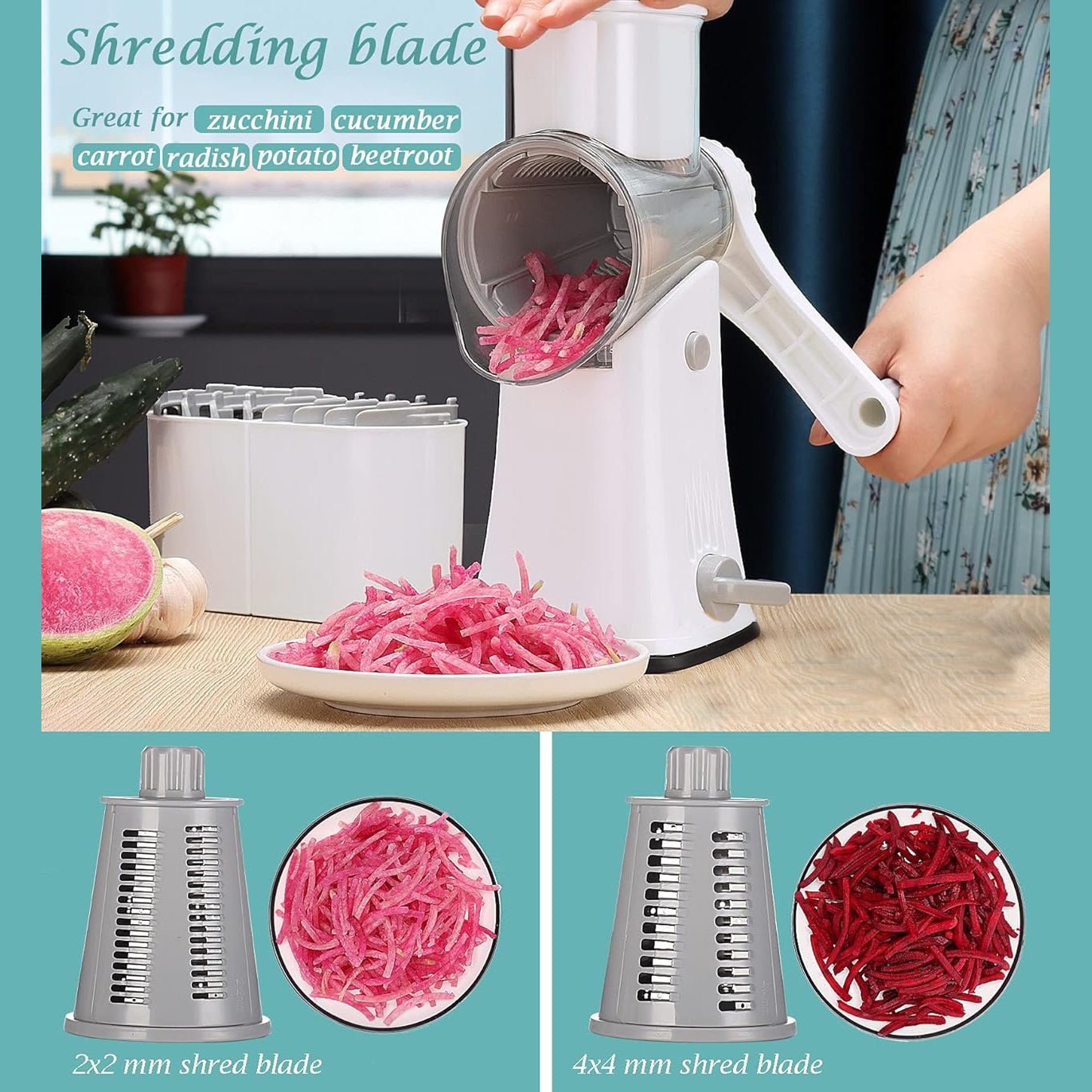 5 in 1 Rotary Cheese Grater Shredder