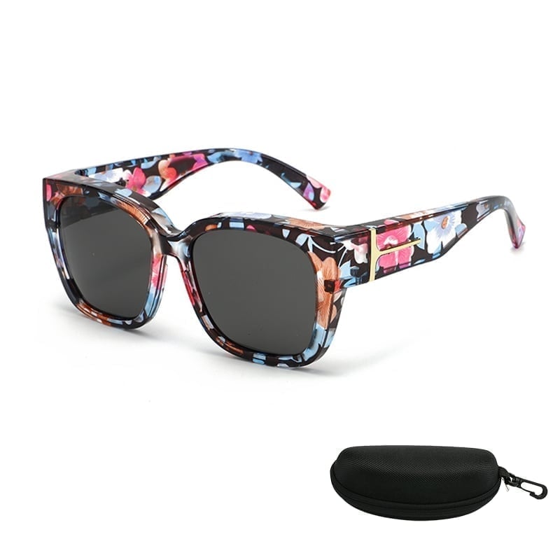 Polarized Square Sunglasses with Wrap-Around Design