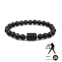 Armband mit Perlen aus schwarzem Achat mit zwölf Sternbildern