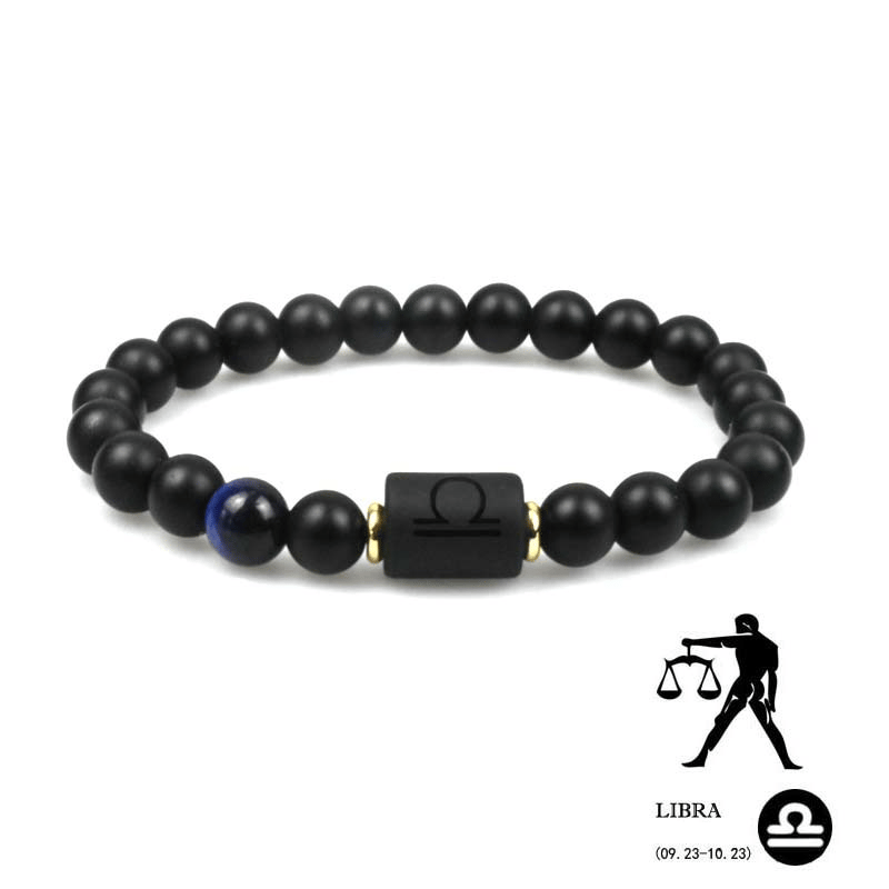 Armband mit Perlen aus schwarzem Achat mit zwölf Sternbildern