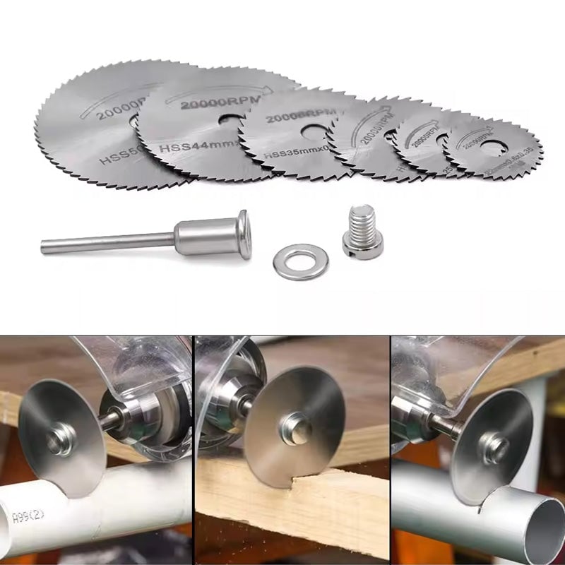 Set van 6 stuks metalen HSS-cirkelzaagbladen
