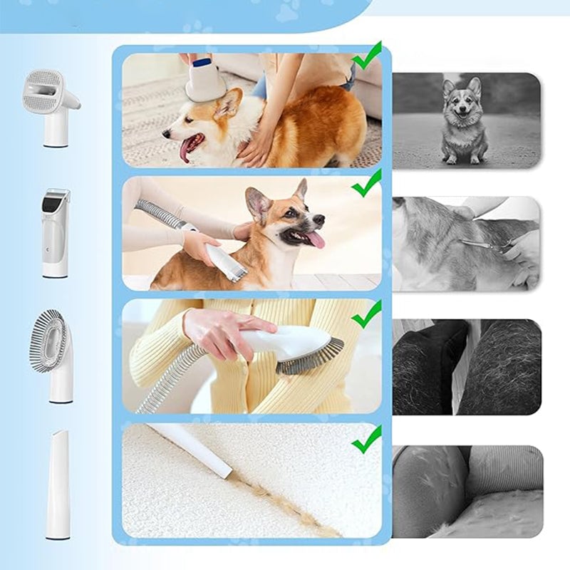 Pet Grooming Kit with 2.3L Vacuum Suction – Low Noise & 5-in-1 Tools