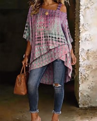 Polka Dot Print One-Shoulder Irregular Blouse