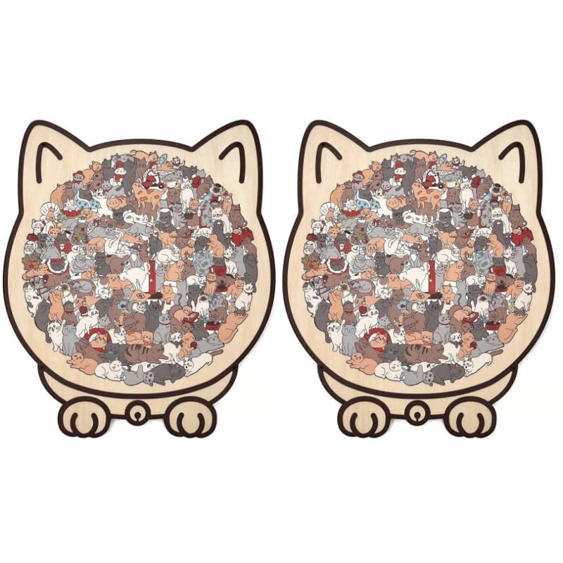 135-Piece Cat-Shaped Wooden Puzzle