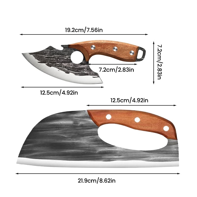 Premium Hand-Forged Chef's Knife & Cleaver Set