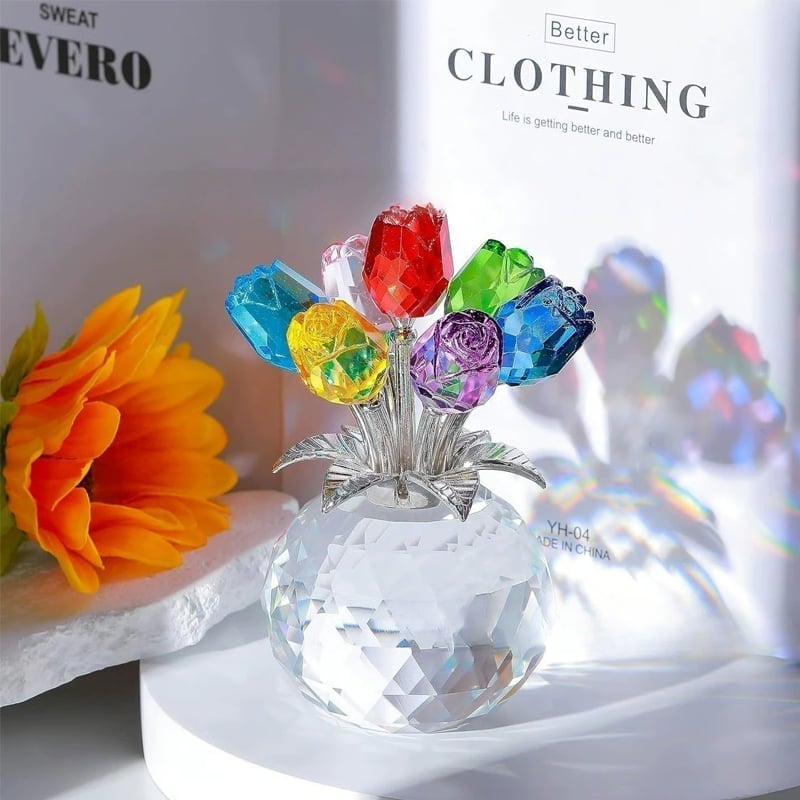 7-Color Crystal Rose Floral Keepsake