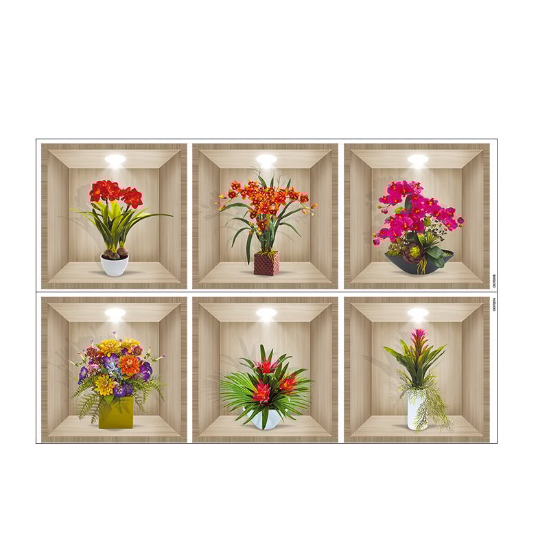 Autocollant mural vase fleurs 3D💓