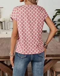 Blouse Ronde Hals Diamantprint Korte Mouwen