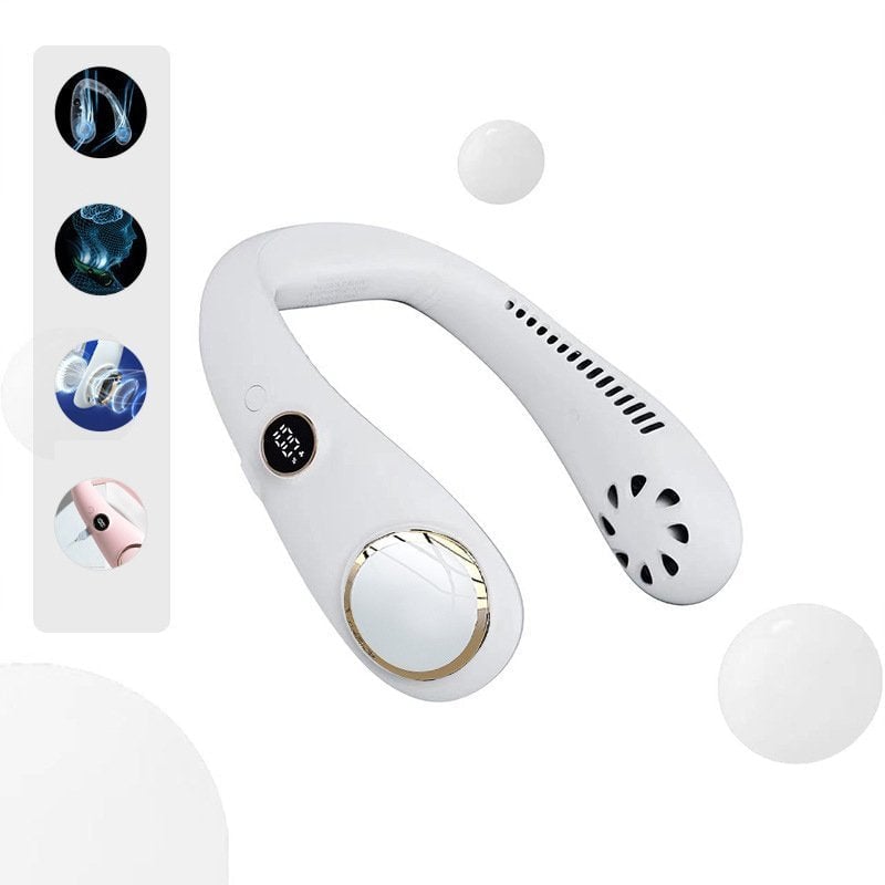 2023 Uusi kannettava kaulatuuletin digitaalisella näytöllä