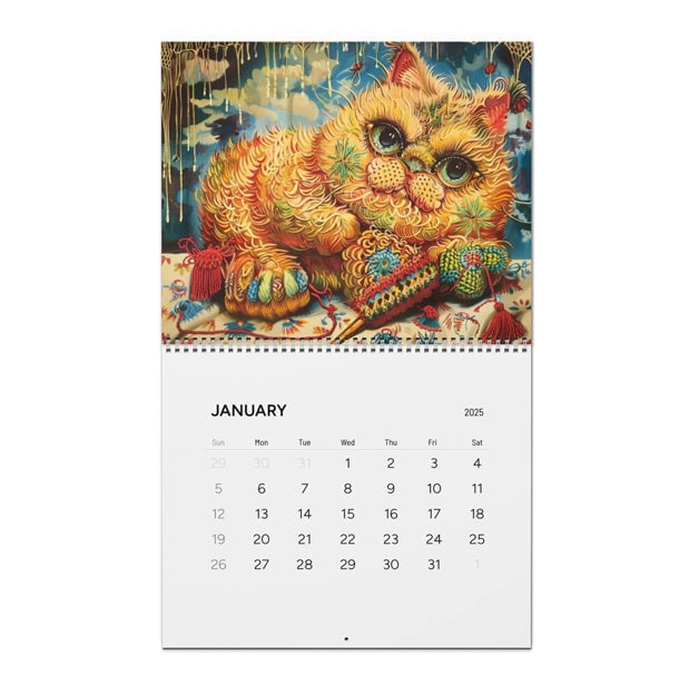  Heklede Katter Veggkalender (2025)