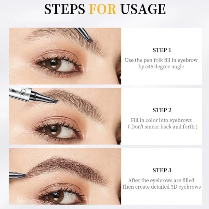 Sale - 3D Waterproof Microblading Eyebrow Pen 4 Fork Tip Tattoo Pencil