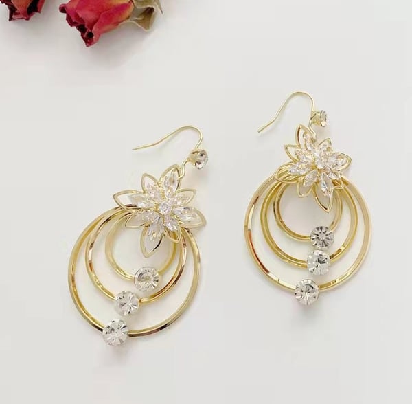 Lotus Zirconia Hoop Earrings