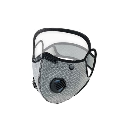 Gray face mask with clear eye shield