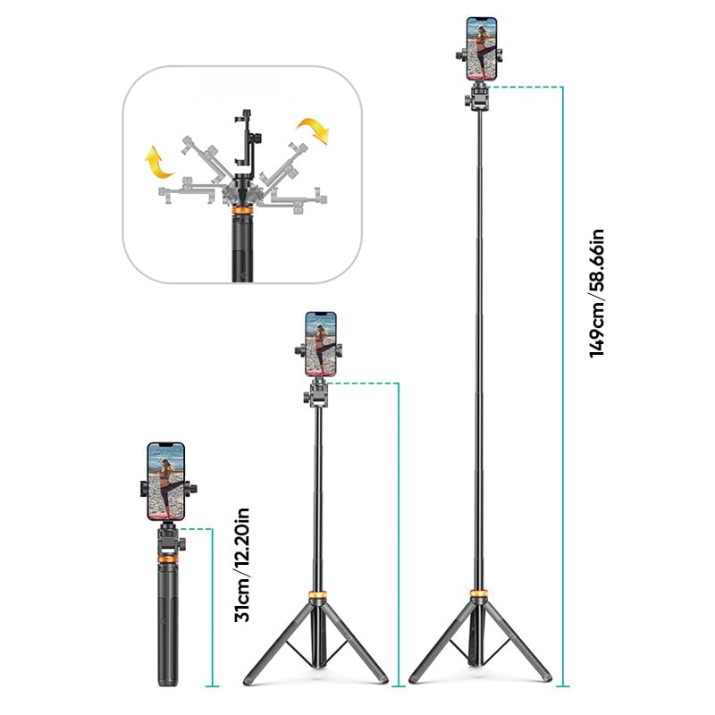Selfie Stick-stativ med Bluetooth-fjernbetjening