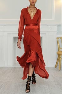 New Sexy Deep V Collar Plain Flouncing Maxi Dress.MC