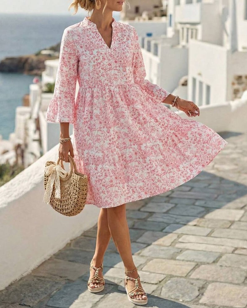 Floral V-Neck Cake Dress