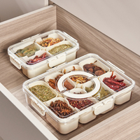 Multi-grid Clear Food Storage Box with Lid & Handle