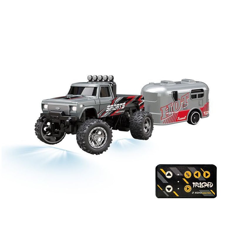 Mini Remote-controlled Shock-absorbing Off-road Monster Truck 1:64 Scale Trailer