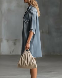 Kjole Casual Jakkeslag Denim