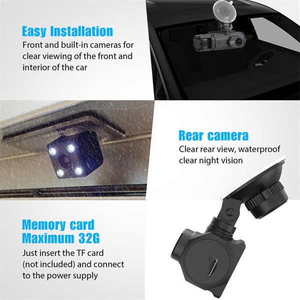 3 Lens Car Dvr Dash Cam