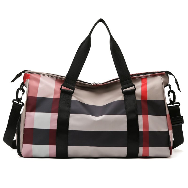 Large Plaid Oxford cloth Weekender/Overnight Travel Bag