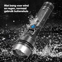 Waterdichte, oplaadbare 2-in-1 zaklamp met digitaal display en sterk licht