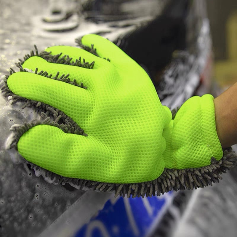 Double-sided five-finger car wash gloves