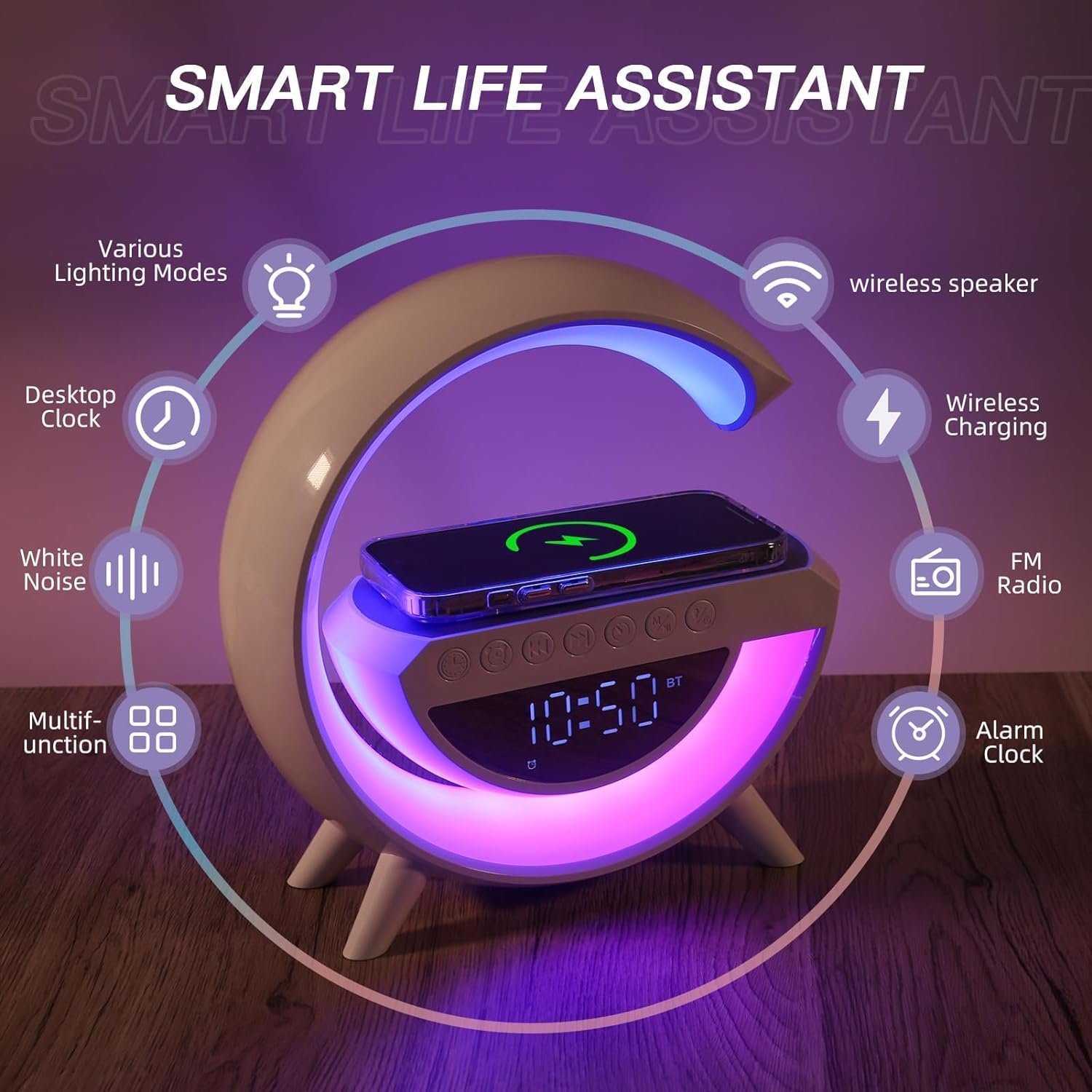 G-shaped Led Wireless Charging Speaker