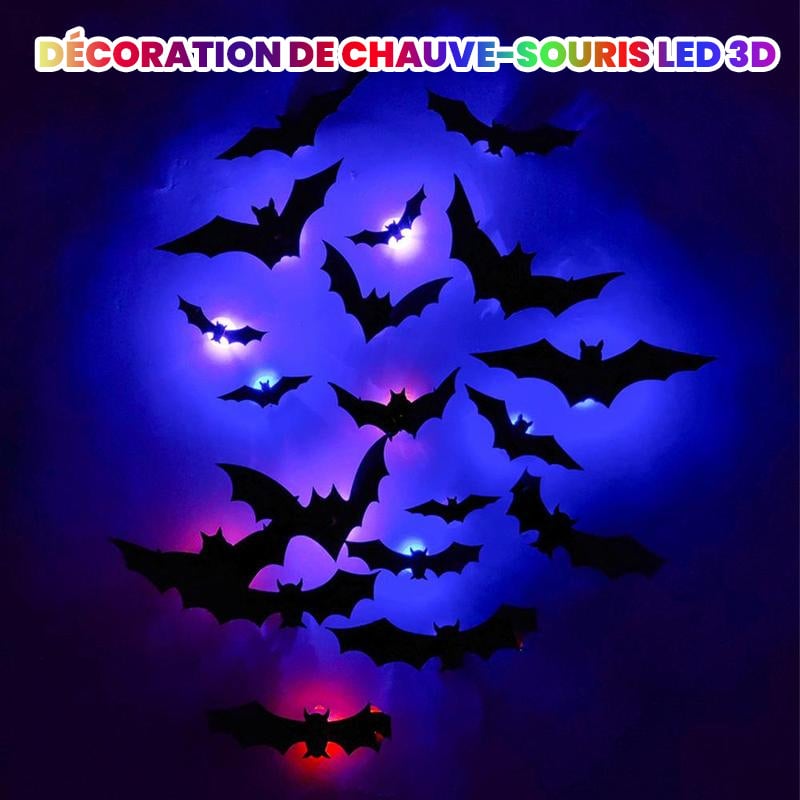 Décoration LED 3D en forme de chauve-souris