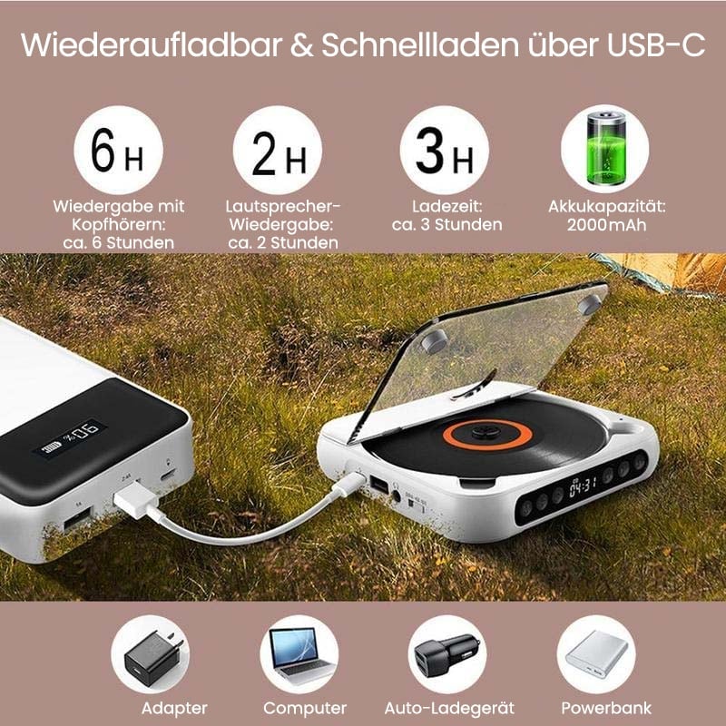 Saker Tragbarer Bluetooth-CD-Player