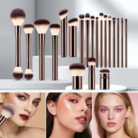 20-teiliges kaffeefarbenes Make-up-Pinselset