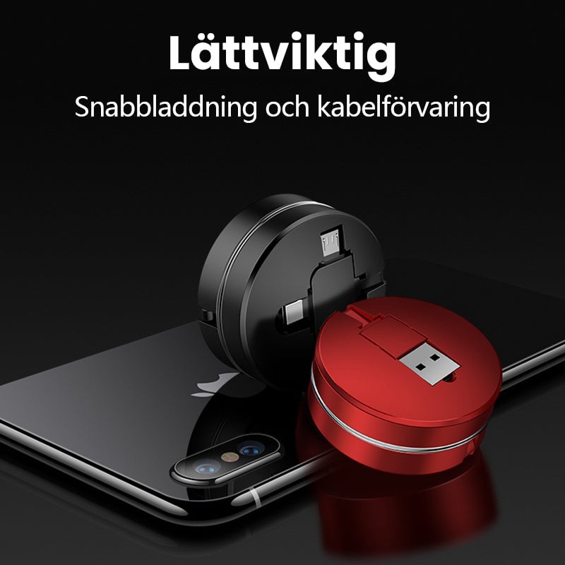 3-i-1 infällbar laddningskabel