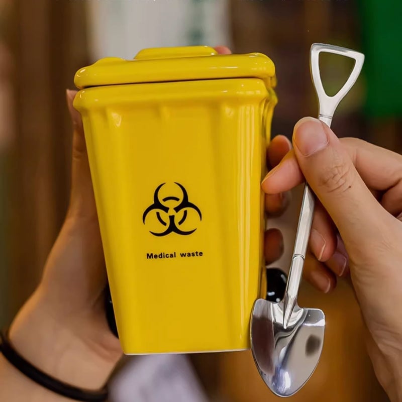 Creative Quirky Trash Can Ceramic Cup