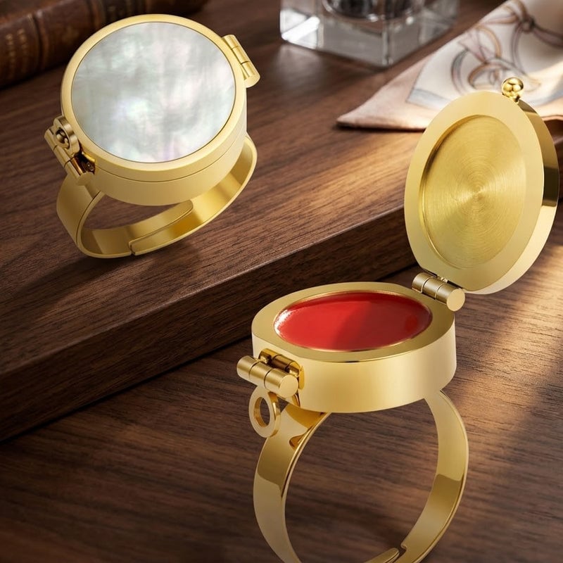 Lip balm, lipstick, and ring storage