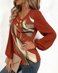 Top Met Gestreept Print-Lantaarnmouw