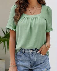Square Neck Ruffle Sleeve Blouse
