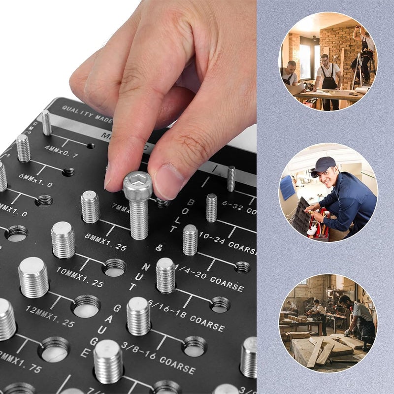 Screw & Thread Size Gauge – 28-Hole Square Checker