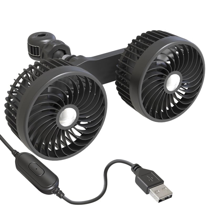 Dubbele kop Mini USB Autoventilator