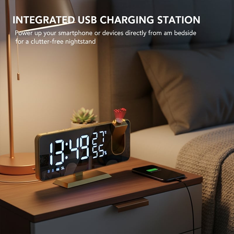 Aless™ Temperature & Humidity Multifunctional Radio Projection Alarm Clock