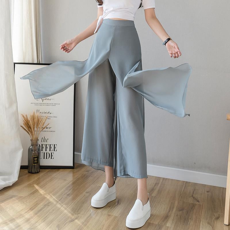 Pantalones anchos de gasa de seda hielo