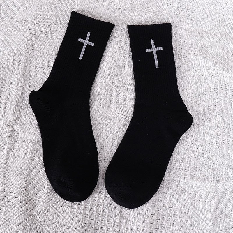 Cross Black And White Socks