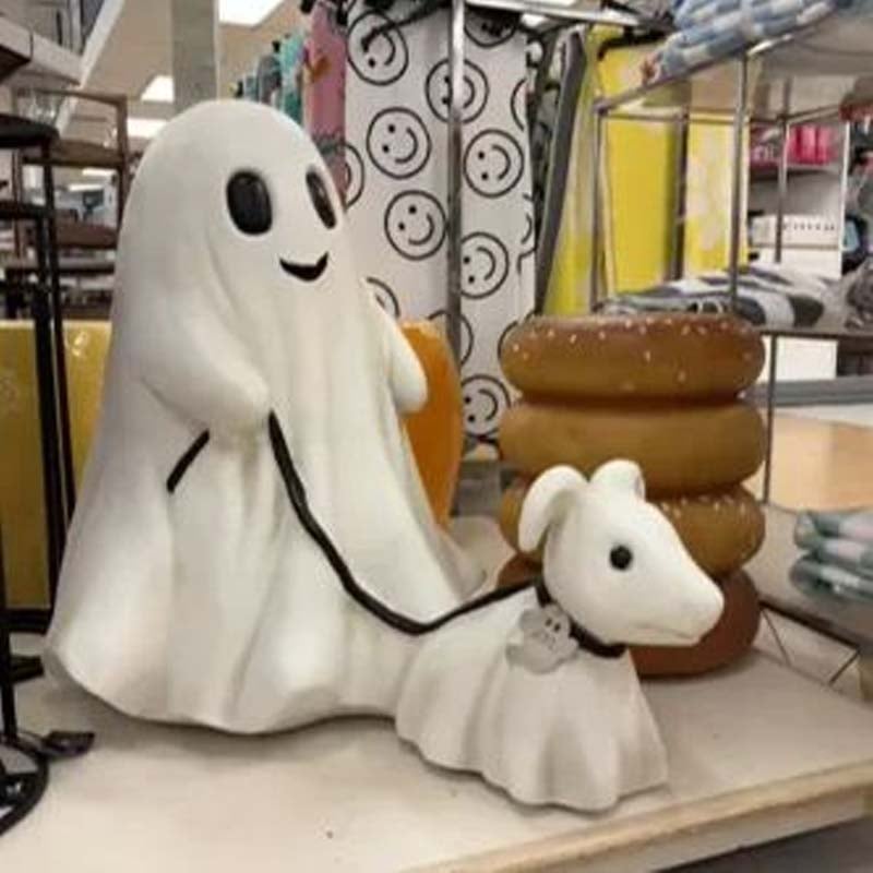 Halloween Ghost Walking Dog Statue👻
