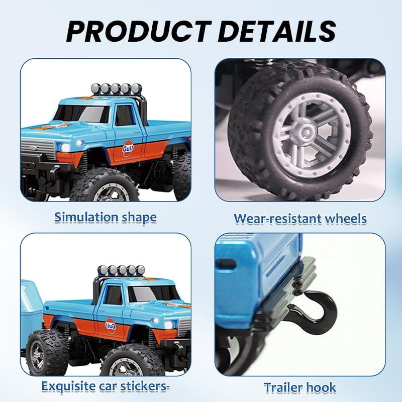 Mini Remote-controlled Shock-absorbing Off-road Monster Truck 1:64 Scale Trailer
