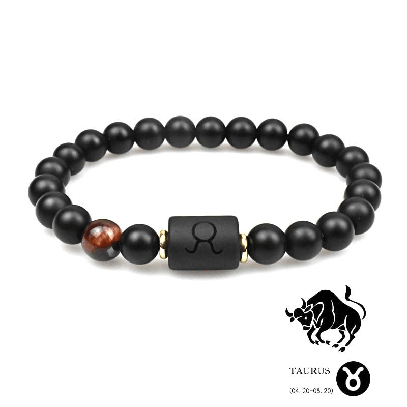 Armband mit Perlen aus schwarzem Achat mit zwölf Sternbildern