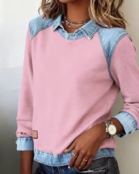 Blouse modieuze revers lange mouwen