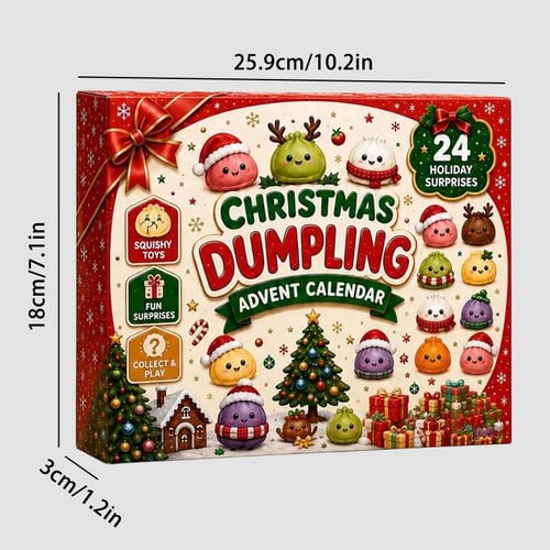 Colorful dumpling squishy Advent calendar product scene